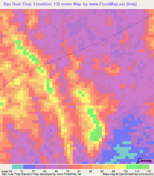 Ban Huai Thap,Thailand Elevation Map