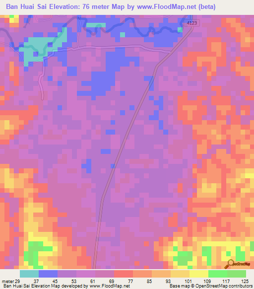 Ban Huai Sai,Thailand Elevation Map