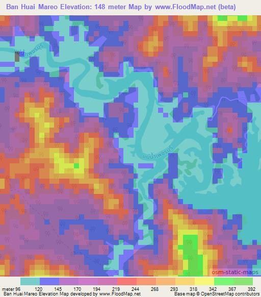 Ban Huai Mareo,Thailand Elevation Map