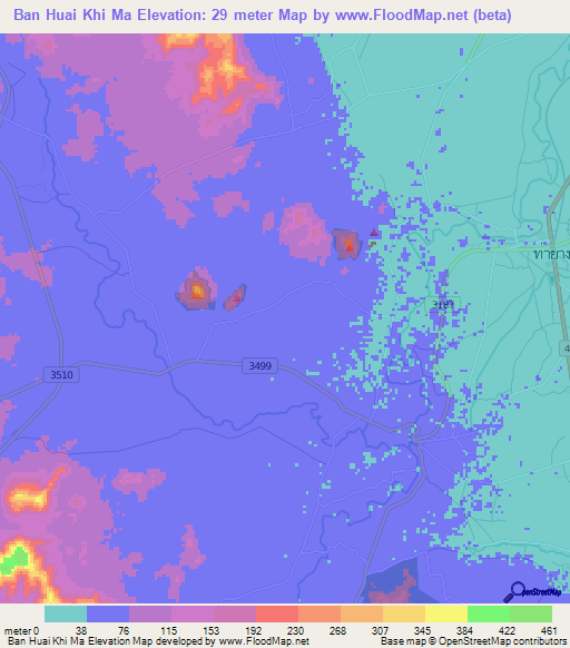 Ban Huai Khi Ma,Thailand Elevation Map