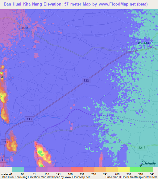 Ban Huai Kha Nang,Thailand Elevation Map