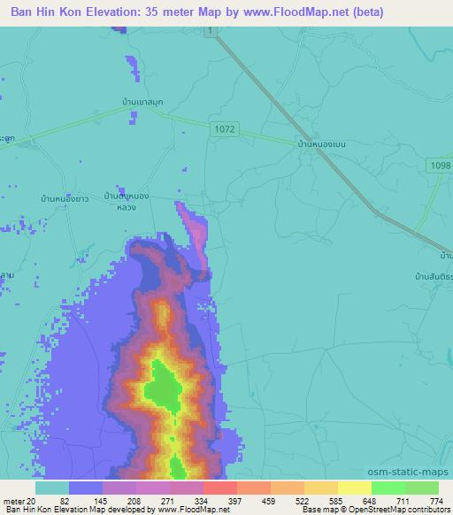 Ban Hin Kon,Thailand Elevation Map