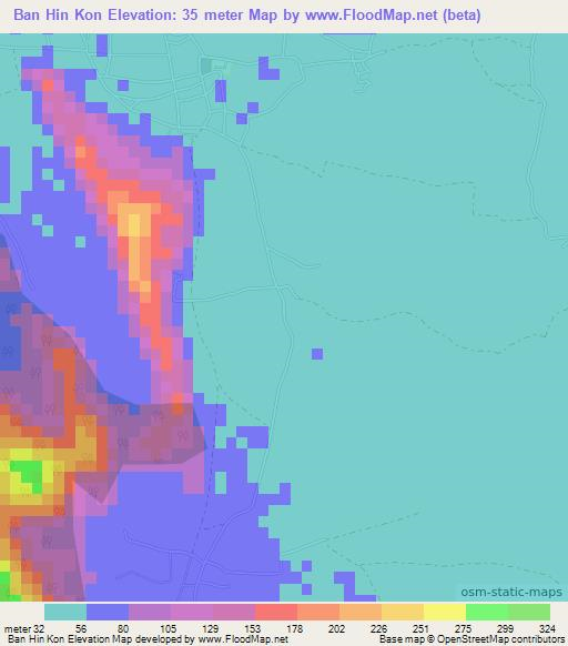 Ban Hin Kon,Thailand Elevation Map