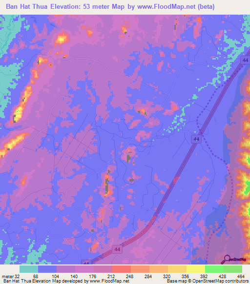 Ban Hat Thua,Thailand Elevation Map