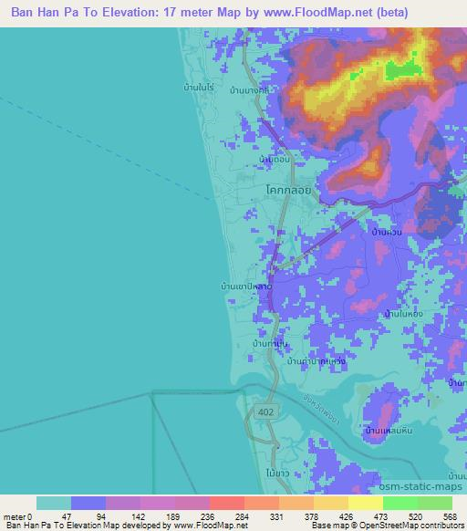 Ban Han Pa To,Thailand Elevation Map