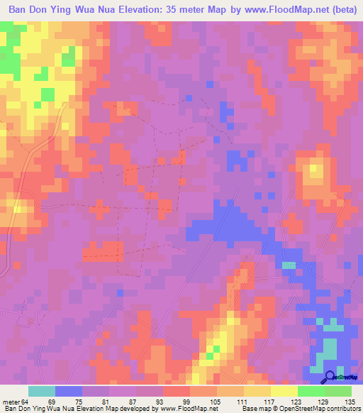 Ban Don Ying Wua Nua,Thailand Elevation Map