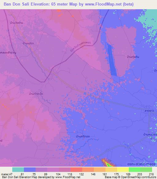 Ban Don Sali,Thailand Elevation Map