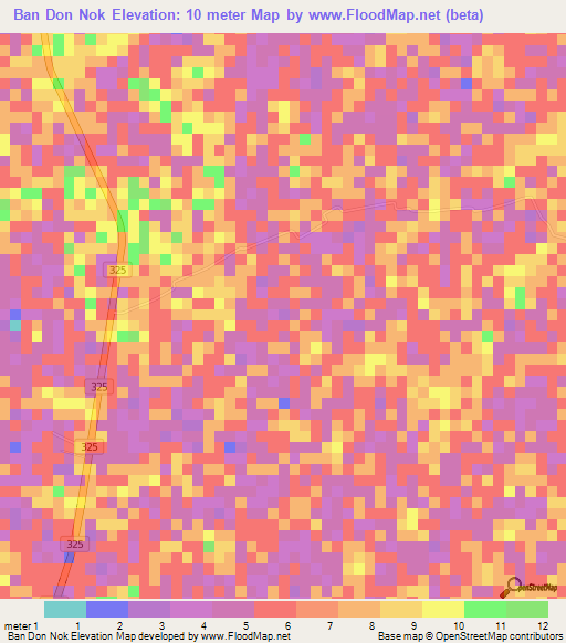 Ban Don Nok,Thailand Elevation Map