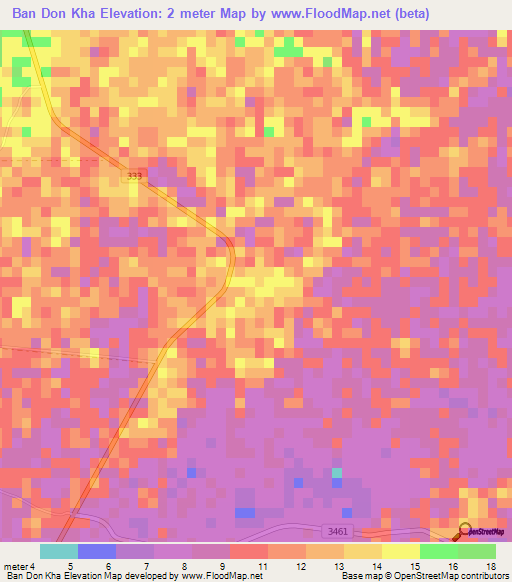 Ban Don Kha,Thailand Elevation Map