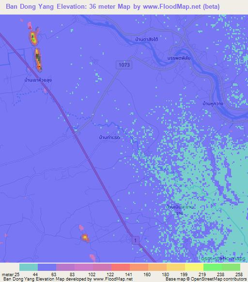Ban Dong Yang,Thailand Elevation Map
