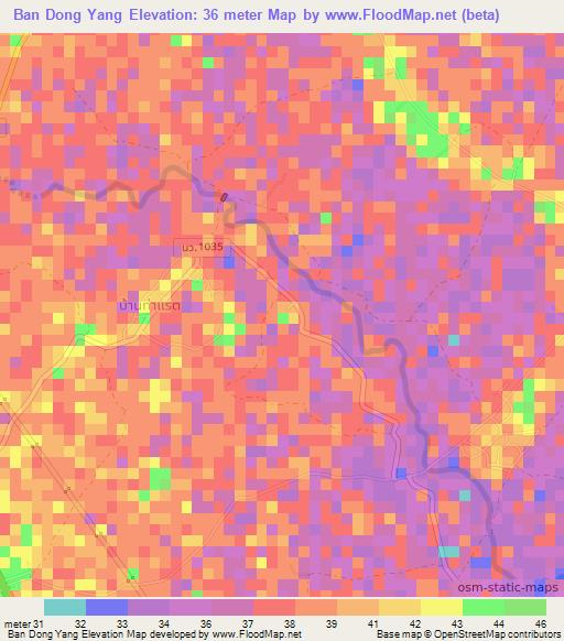 Ban Dong Yang,Thailand Elevation Map