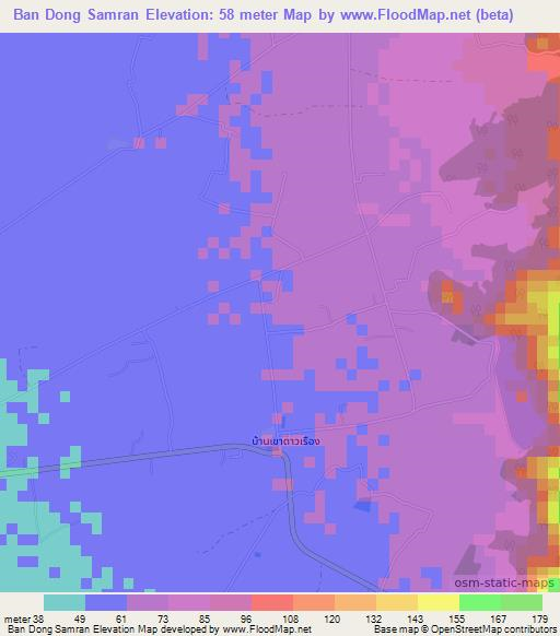 Ban Dong Samran,Thailand Elevation Map