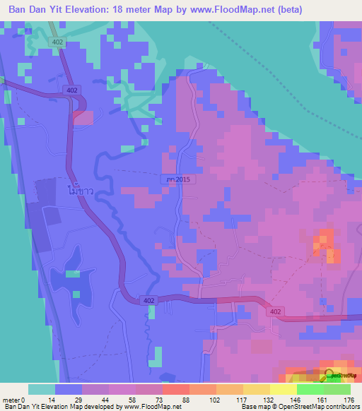 Ban Dan Yit,Thailand Elevation Map