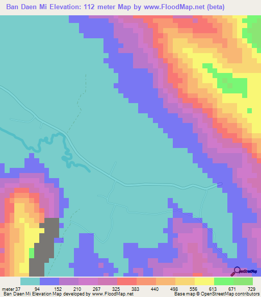 Ban Daen Mi,Thailand Elevation Map