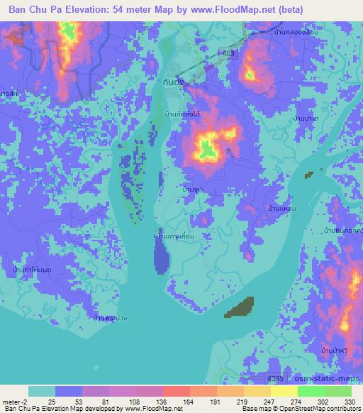 Ban Chu Pa,Thailand Elevation Map