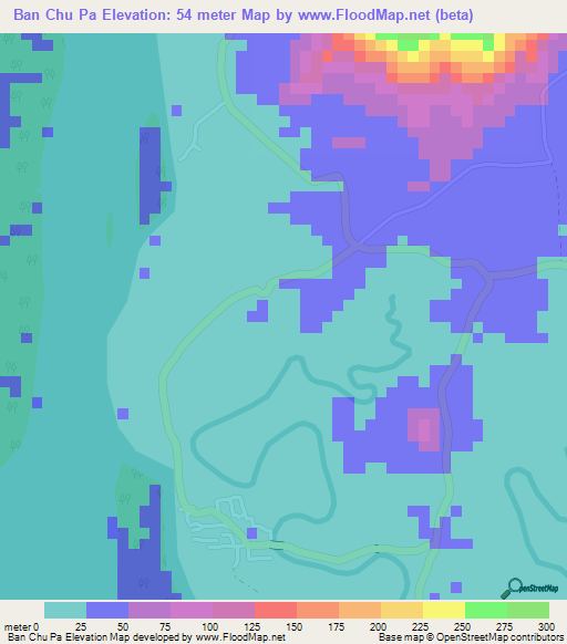 Ban Chu Pa,Thailand Elevation Map