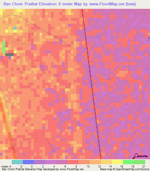 Ban Chom Prathat,Thailand Elevation Map