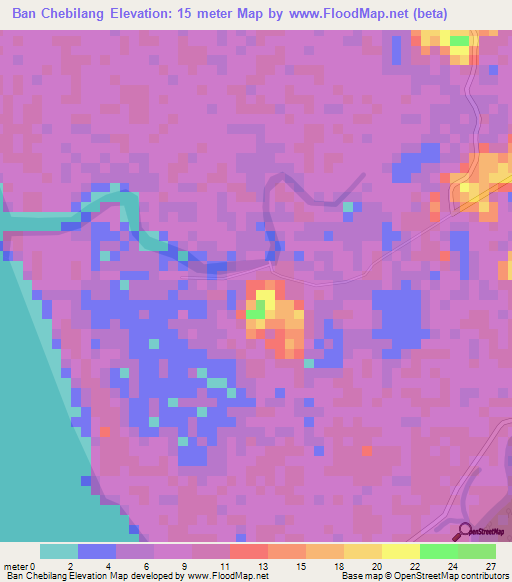 Ban Chebilang,Thailand Elevation Map