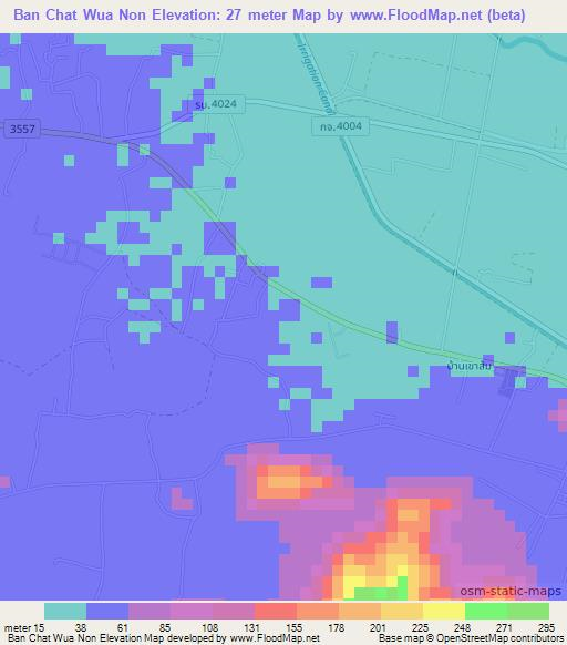 Ban Chat Wua Non,Thailand Elevation Map
