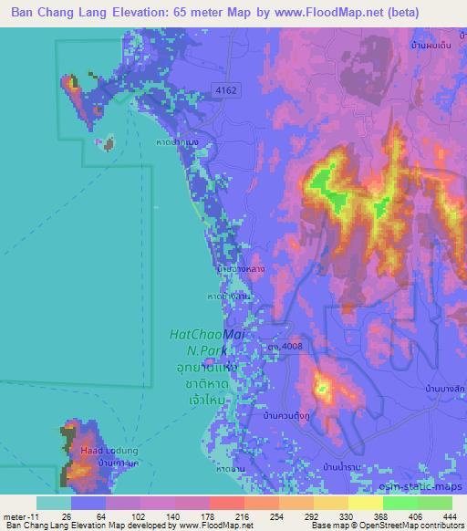 Ban Chang Lang,Thailand Elevation Map