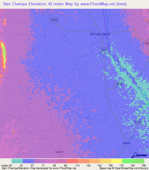 Ban Champa,Thailand Elevation Map