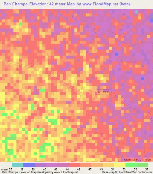 Ban Champa,Thailand Elevation Map