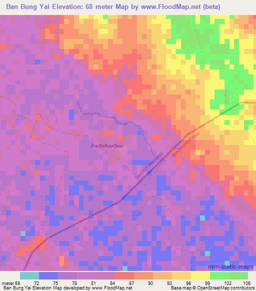 Ban Bung Yai,Thailand Elevation Map