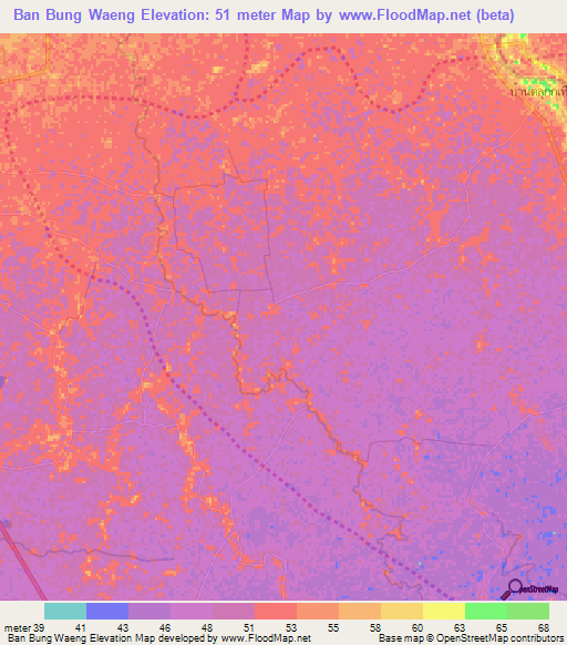 Ban Bung Waeng,Thailand Elevation Map