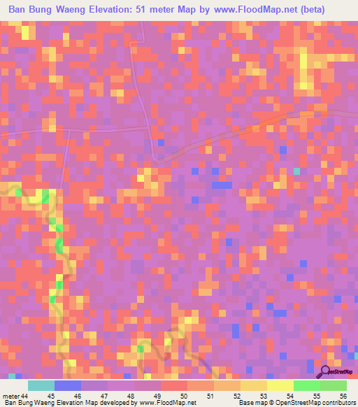 Ban Bung Waeng,Thailand Elevation Map