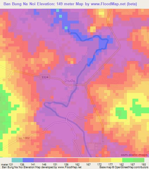 Ban Bung Na Noi,Thailand Elevation Map