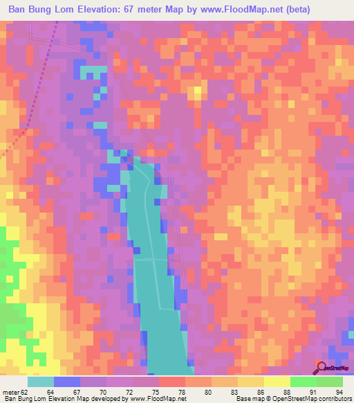 Ban Bung Lom,Thailand Elevation Map