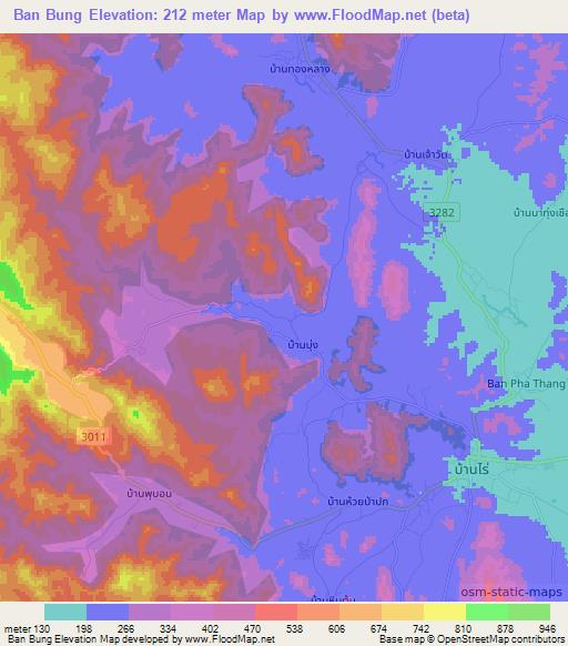 Ban Bung,Thailand Elevation Map