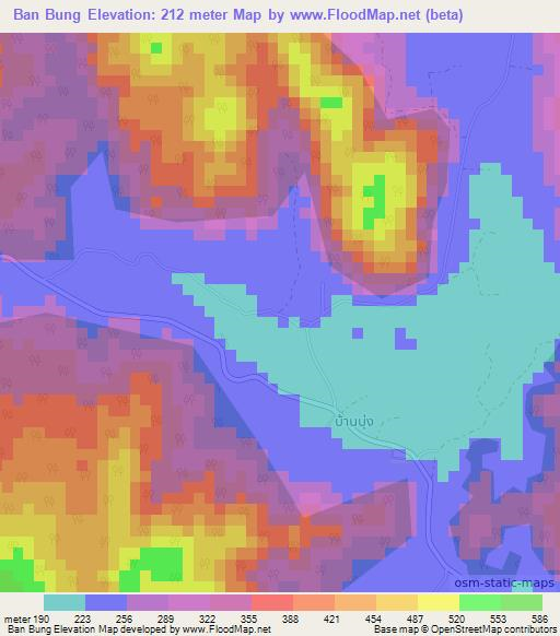 Ban Bung,Thailand Elevation Map