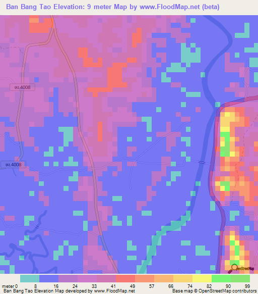 Ban Bang Tao,Thailand Elevation Map