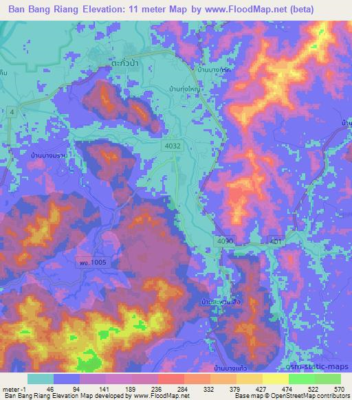 Ban Bang Riang,Thailand Elevation Map