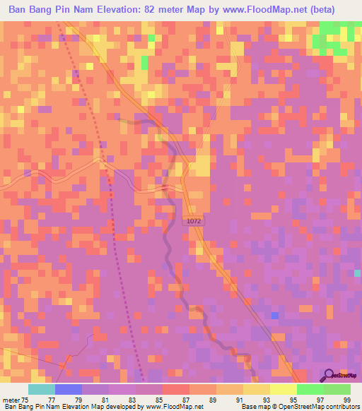 Ban Bang Pin Nam,Thailand Elevation Map