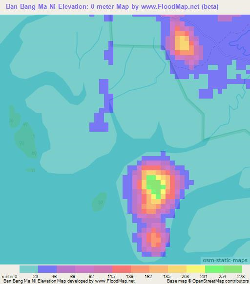 Ban Bang Ma Ni,Thailand Elevation Map