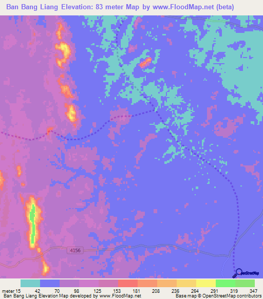 Ban Bang Liang,Thailand Elevation Map