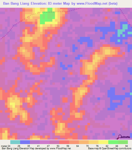 Ban Bang Liang,Thailand Elevation Map