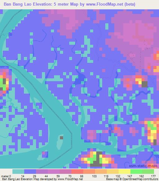 Ban Bang Lao,Thailand Elevation Map