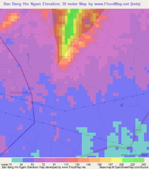 Ban Bang Hin Ngam,Thailand Elevation Map