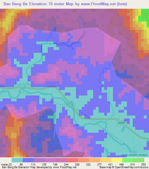Ban Bang Ba,Thailand Elevation Map