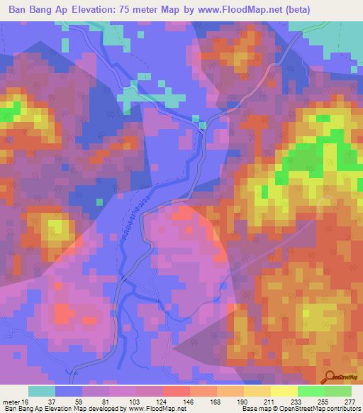Ban Bang Ap,Thailand Elevation Map