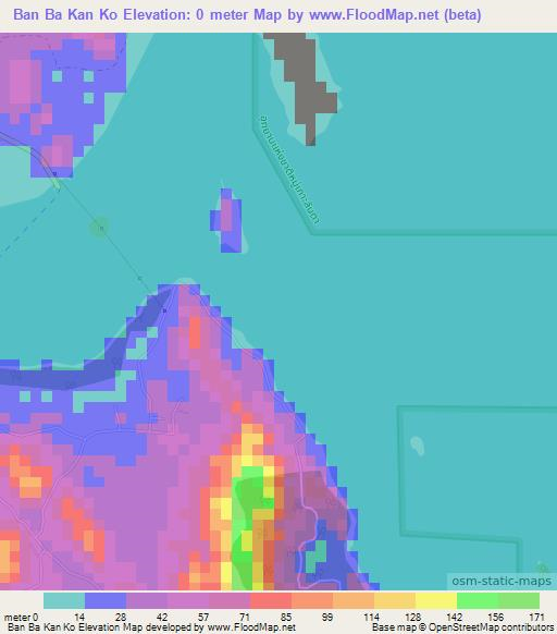 Ban Ba Kan Ko,Thailand Elevation Map