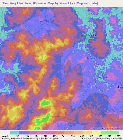 Ban Ang,Thailand Elevation Map