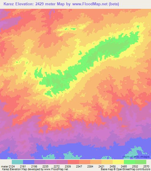 Karez,Afghanistan Elevation Map