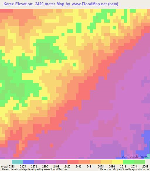 Karez,Afghanistan Elevation Map