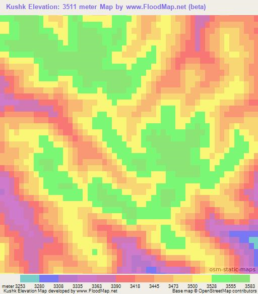 Kushk,Afghanistan Elevation Map