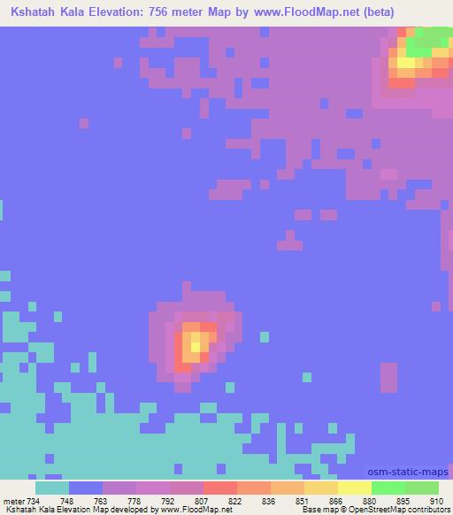 Kshatah Kala,Afghanistan Elevation Map