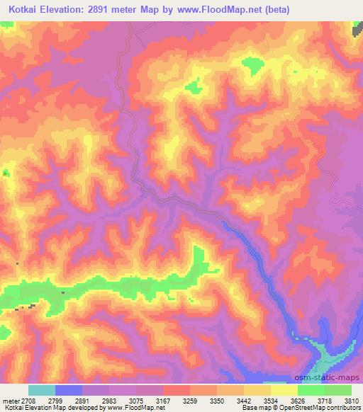 Kotkai,Afghanistan Elevation Map